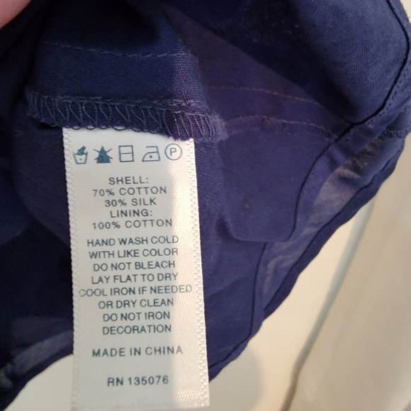 C Wonder Silk Cotton Navy Blue Sleeveless Blouse With Beaded Pearl Neckline - Picture 5 of 5